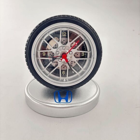 Honda Tire Desk Clock Wheel Tire Shaped Clock HTF Works Vintage Novelty 4.5” - Picture 1 of 6